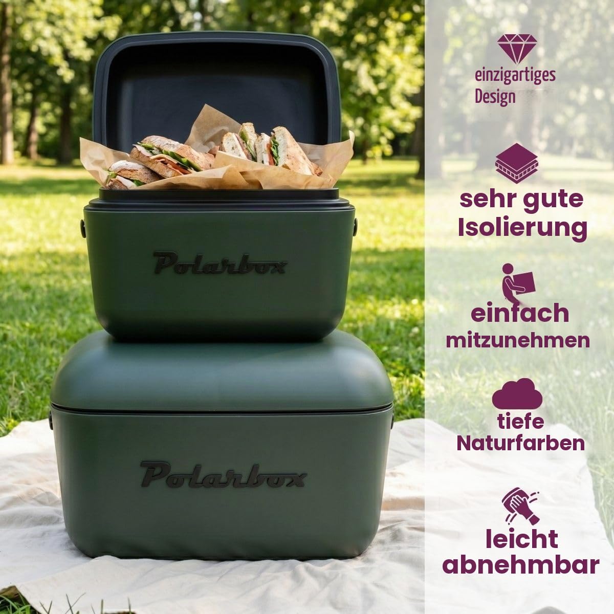 Polarbox Kühlbox mit Schulterband - Green Forest-Black - 12 Liter