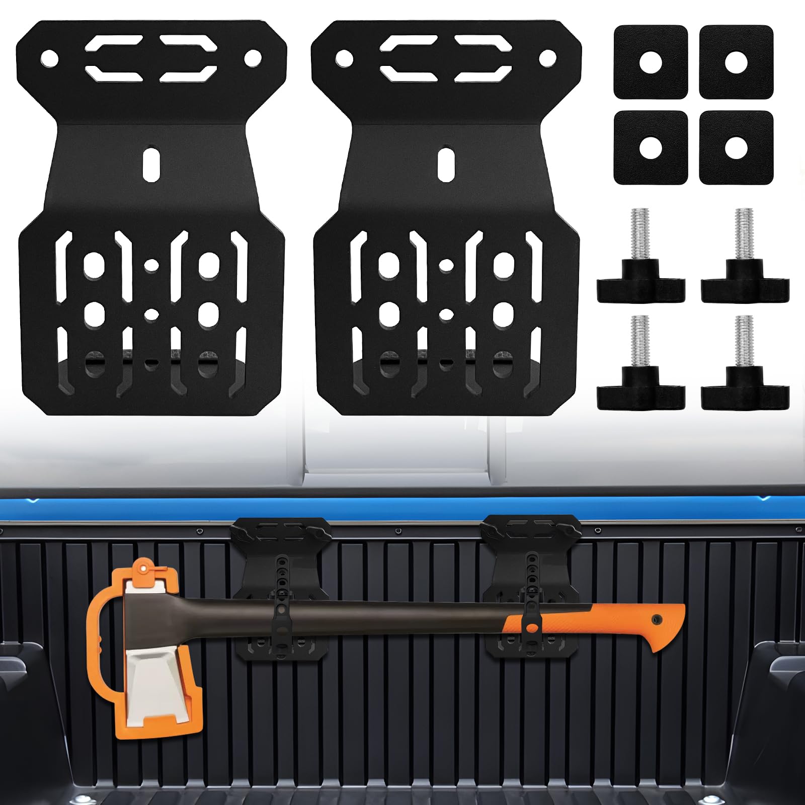 Truck Bed Rail Mount Brackets For Toyota Tacoma - Heavy-Duty Steel Mounts For Shovel, Axe, Tools, No Drilling Required