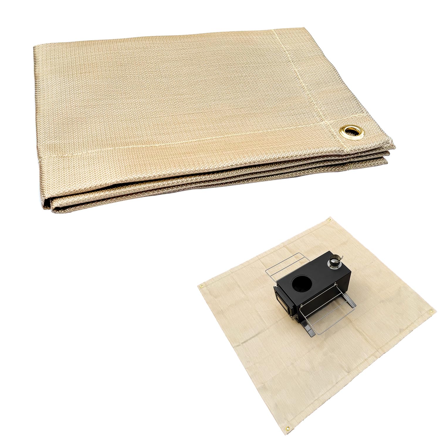 SoloWilder Fire Pit Mat 40" Wood Stove Under Grill Mat for Deck BBQ Fireproof Floor Tent Campsite Insulation Protection