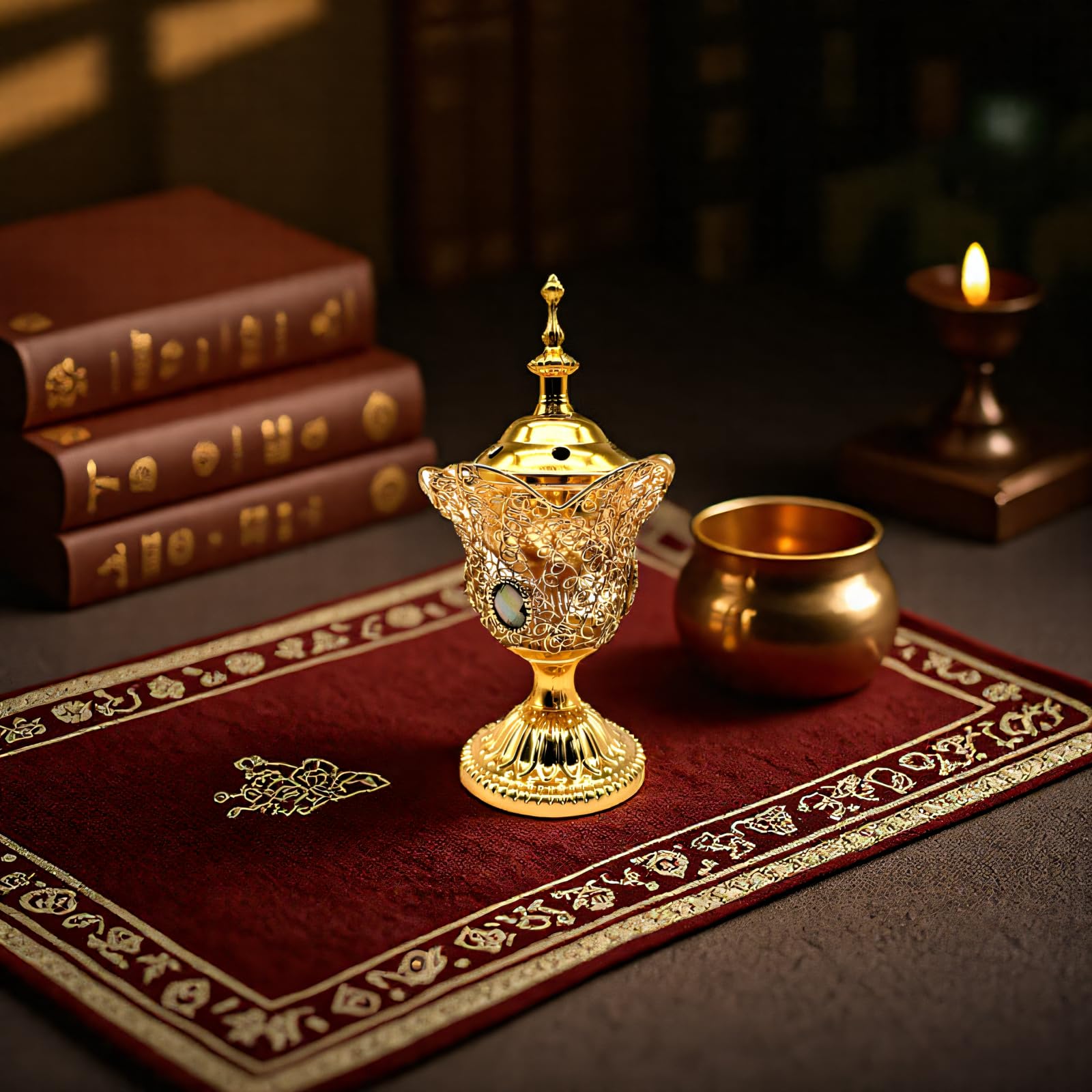 Incense Burner Holder for Oud, Decorative Incense Burner for Home,Traditional Arabic Bakhoor Holder,Luxury Metal Incense Burner for Bakhoor,Meditation, Yoga, Aromatherapy & RelaxationIncense Burner Holder for Oud, Decorative Incense B…