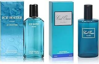 Cool Ocean &Ice Water Men's Cologne Gift Set - 3.4 Fl Oz Each | Amber Floral & Vanilla Leather Fragrance | Eau de Toilette Duo for Daily & Special Occasions
