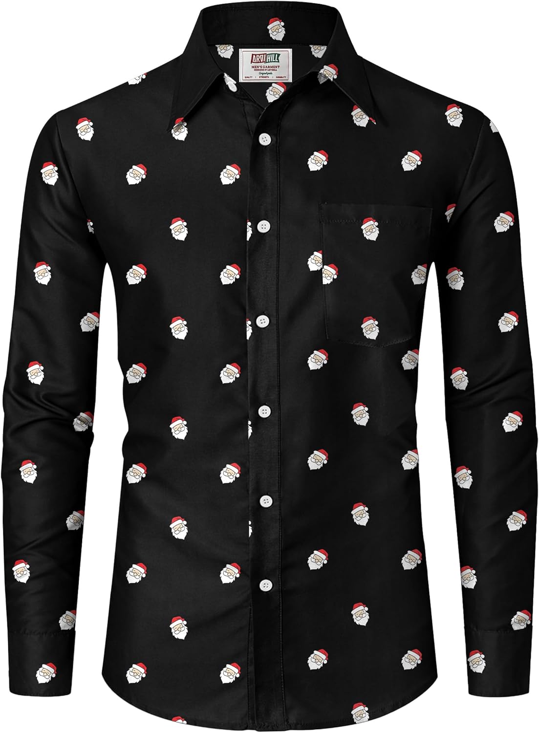 Arvilhill Mens Christmas Button Shirts Cotton Soft Charm Holiday Print Shirt (S-3XL)