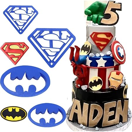 Anyana 4pcs set Super Hero Batman Superman cartoon Cookie impression Cutter pastry stamp biscuit mold Sugarcraft Cake Decoration