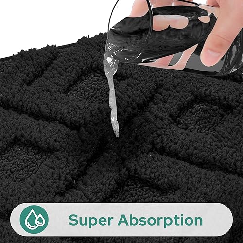 Miniatura 3 de HOMEIDEAS Juego de 2 alfombras de baño, extra suaves, peludas, absorbentes, antideslizantes, lavables a máquina, tapetes de baño para baño, bañera y