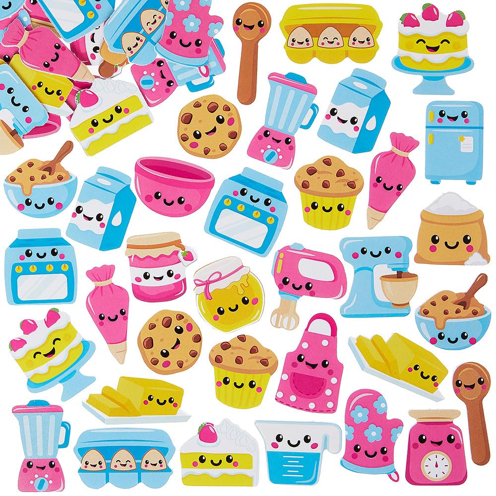 Baker Ross VC123 Baking Foam Stickers - Pack of 125, Baking-Themed Craft Stickers