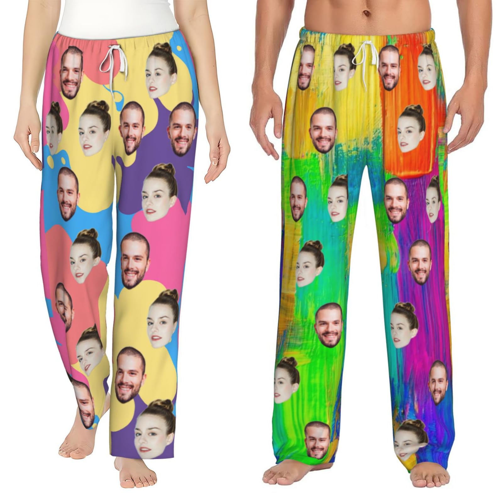 GZYZXP Custom Pyjama Pants with Face Photo, Personalized Casual Pj Bottoms, Photo Pyjama Bottoms, with Photo Face Personalised Photo PJs, Custom Pajama Sleepwear Bottoms with Pockets
