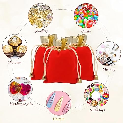 Miniatura 7 de KIPETTO Bolsas de terciopelo con cordón para Navidad, 25 unidades, bolsas de regalo de terciopelo con cordón, bolsas de joyería para dulces de