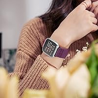 Vista 6 de Bandas elásticas compatibles con Fitbit Versa 2VersaVersa LiteVersa Edición Especial, bandas trenzadas de nailon ajustables de repuesto para mujeres