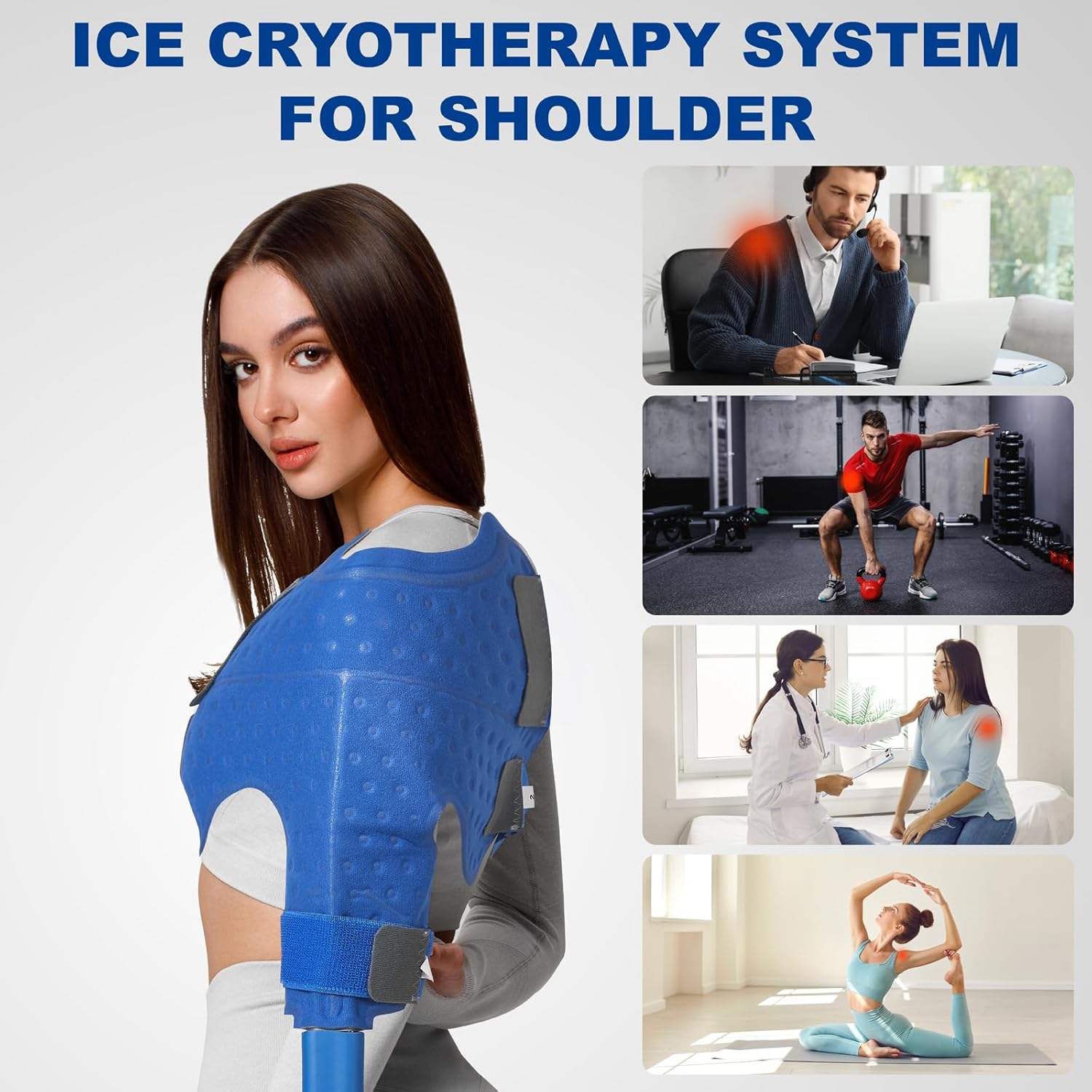 Longice Cold Therapy Unit for Shoulder,Ice Therapy Machine for Shoulder After Surgery,Cold Therapy System with Shoulder Ice Pack (Blue)