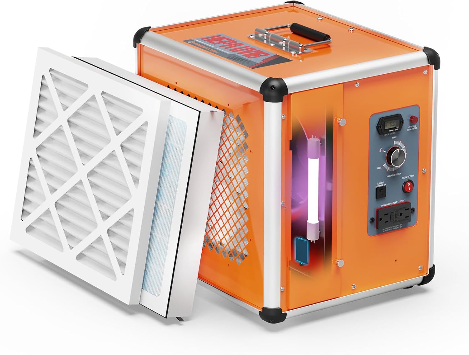Abestorm Air Scrubber Commercial with UV-C Light, H13 HEPA Activated Carbon Filter, Negative Ion, Aluminium Air Purifier for Hospital, Renovation, Water and Fire Restoration, Up to 600 CFM