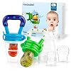 Baby Fruit FeederFood Feeder Pacifier for Babies 2 Pack - HAOBAOBEI Mesh Teethers for Babies, Infant Teething Toy in Appetite Stimulating Colors, Bonus Includes 3 Sizes Silicone Pouches