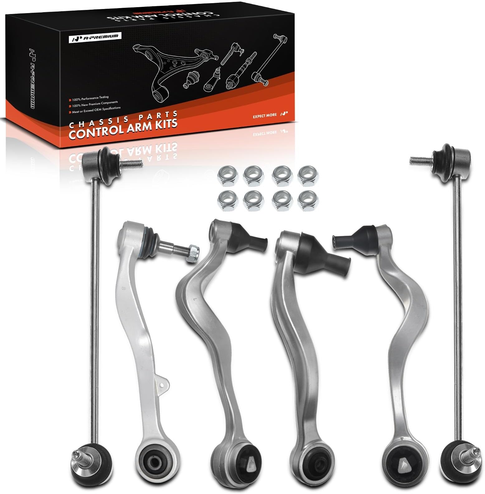 6Pcs Front Suspension Kit, Lower Forward & Rearward Control Arm, Sway Bar Link, Compatible with BMW E60 Series - 525i 2004-2010, 530i 2004-2007, 545i 2004-2005, 550i 2006-2010