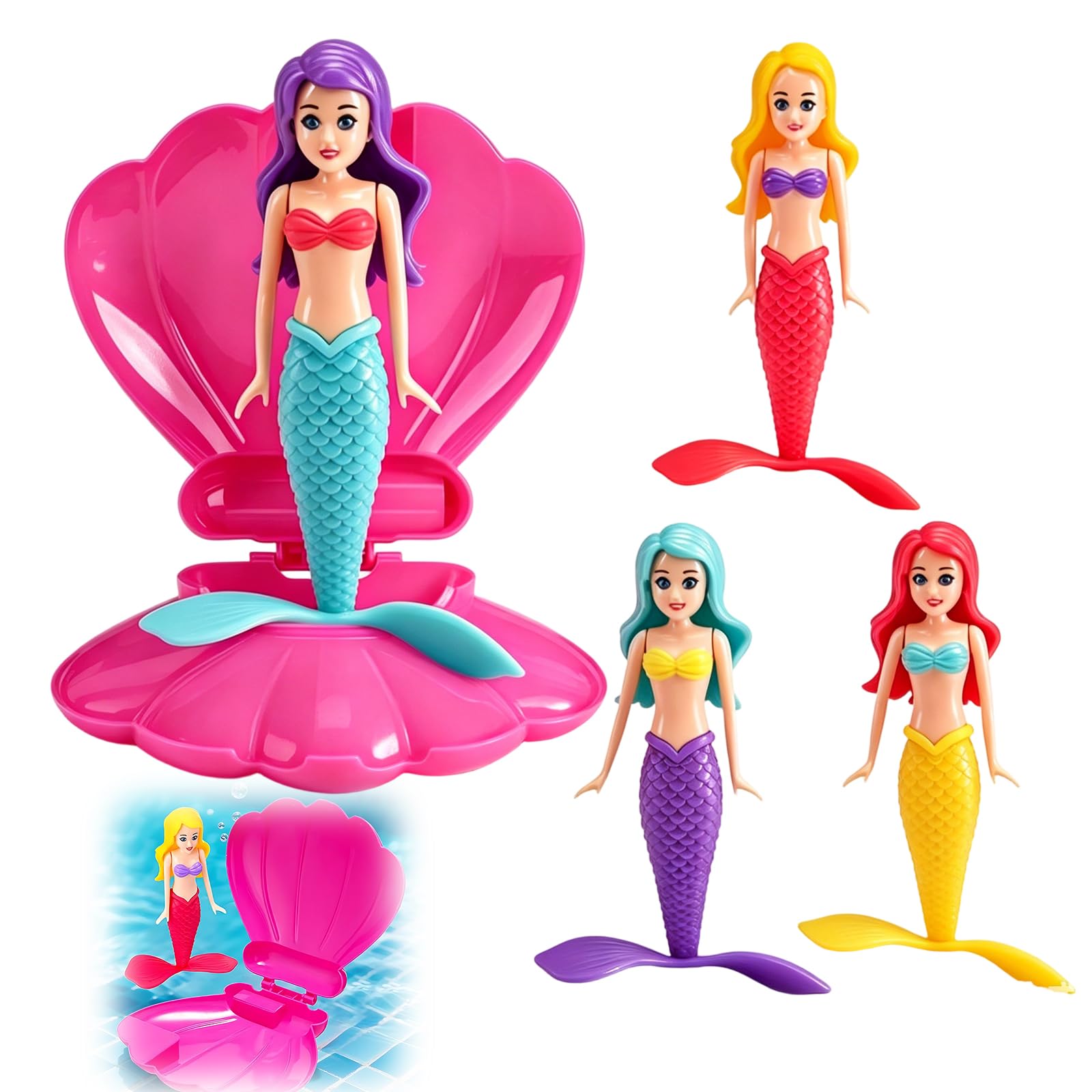 KFSCIP 5-Piece Set Seek and Splash Pool Game, Mermaid Toys, Swimming Pool Toys, Diving Toys, Sinkies for Kids Swimming, for Pool Parties and Outdoor Water Activities