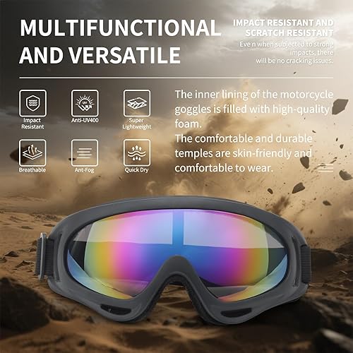 Miniatura 2 de 13 gafas de motocross para hombres, 5 gafas de motocross con protección UV y 8 máscaras faciales transpirables para motocicleta todoterreno,