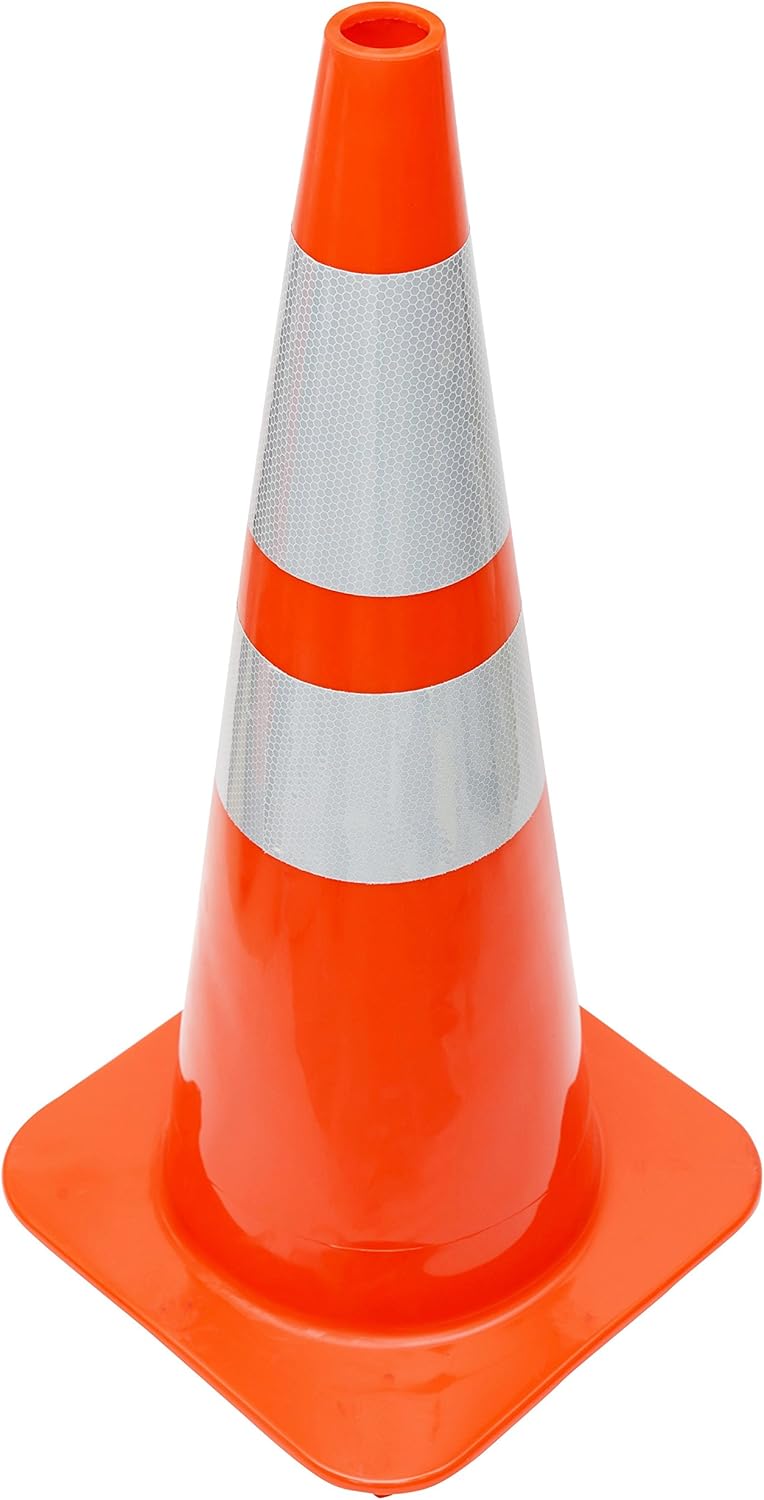 New Arrivals (Set of 6) CJ Safety 28 Orange PVC Traffic Safety Cones with 6 & 4 Reflective Collars (6 Cones)