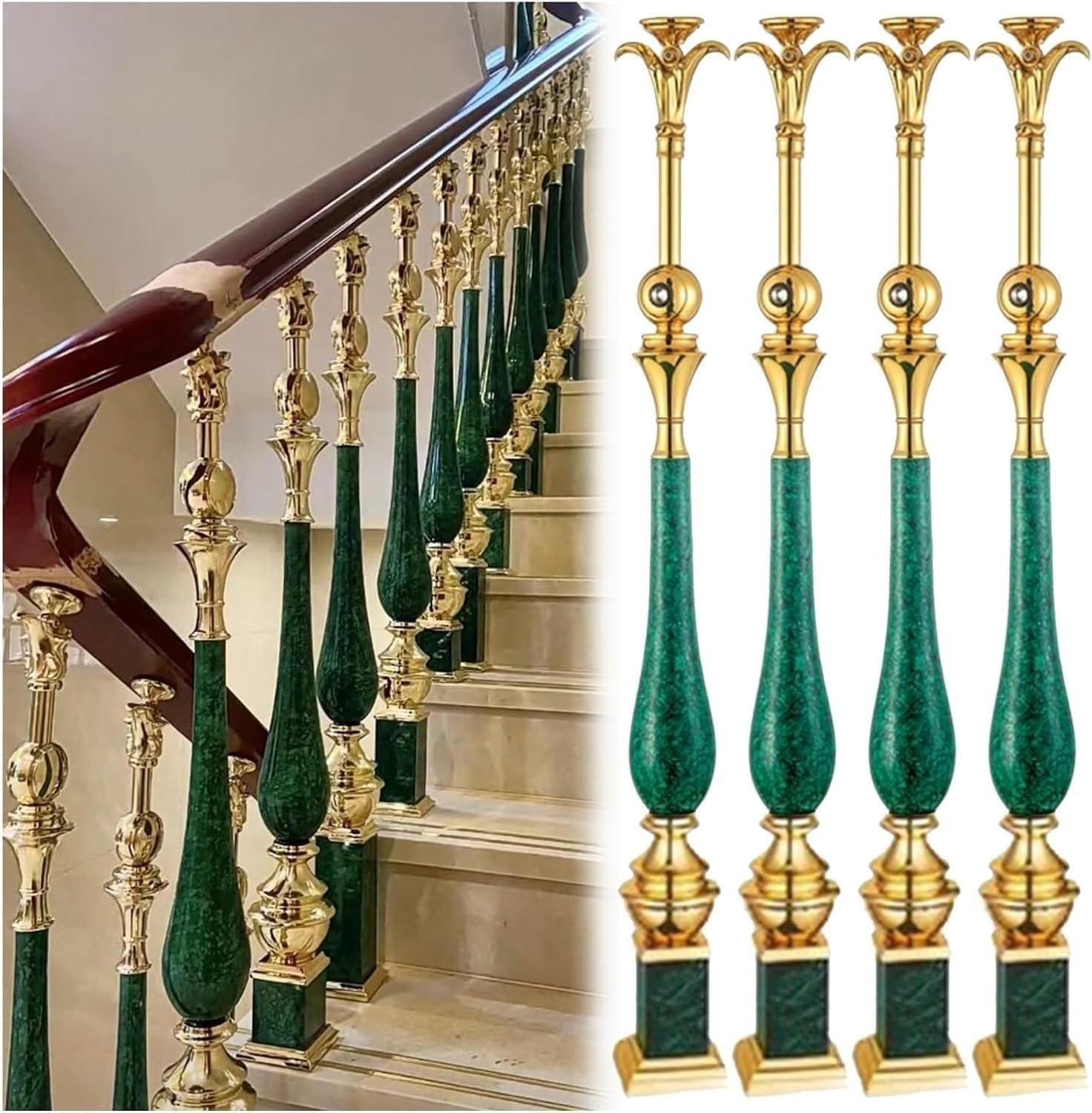 Broche pivotante pour rampe d'escalier verte lot de 4 poteaux 90cm