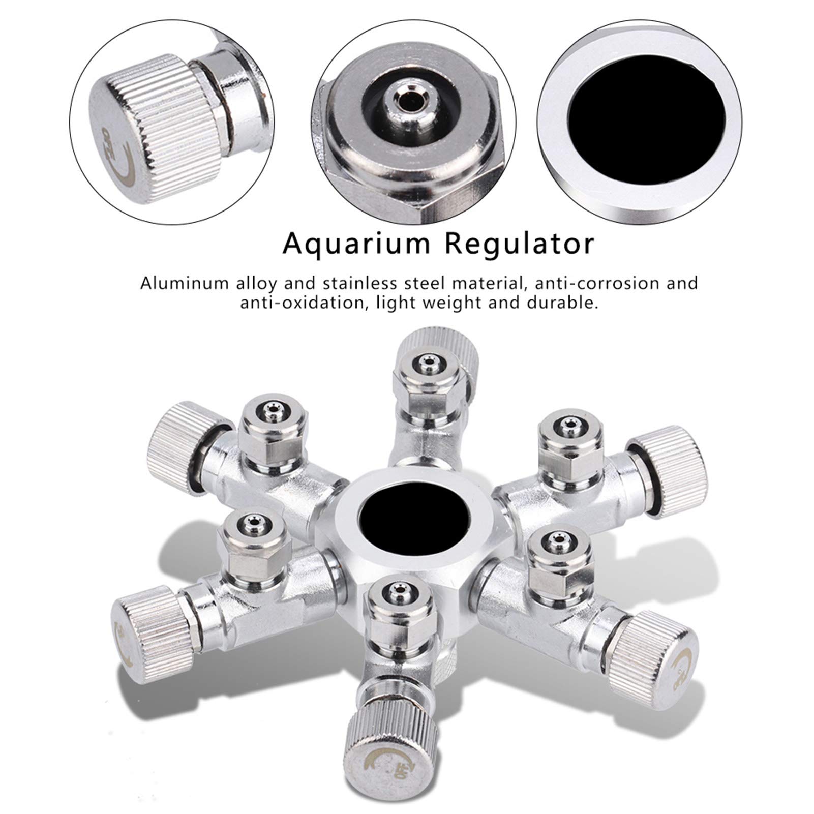 Regolatore Valvola Splitter CO2 per Acquario, Lega di Alluminio Leggera e Resistente, Controllo Preciso del Flusso per Acquariofili (6 passaggi)
