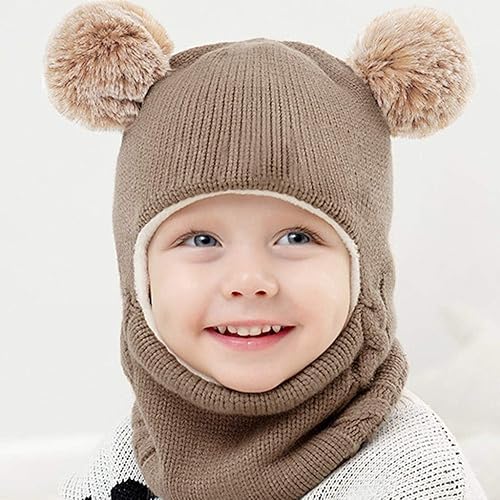 Miniatura 2 de Sombrero de invierno con capucha para las orejas de invierno gorro cálido para bebé bufanda para niños gorro de punto para niña cuidado del bebé