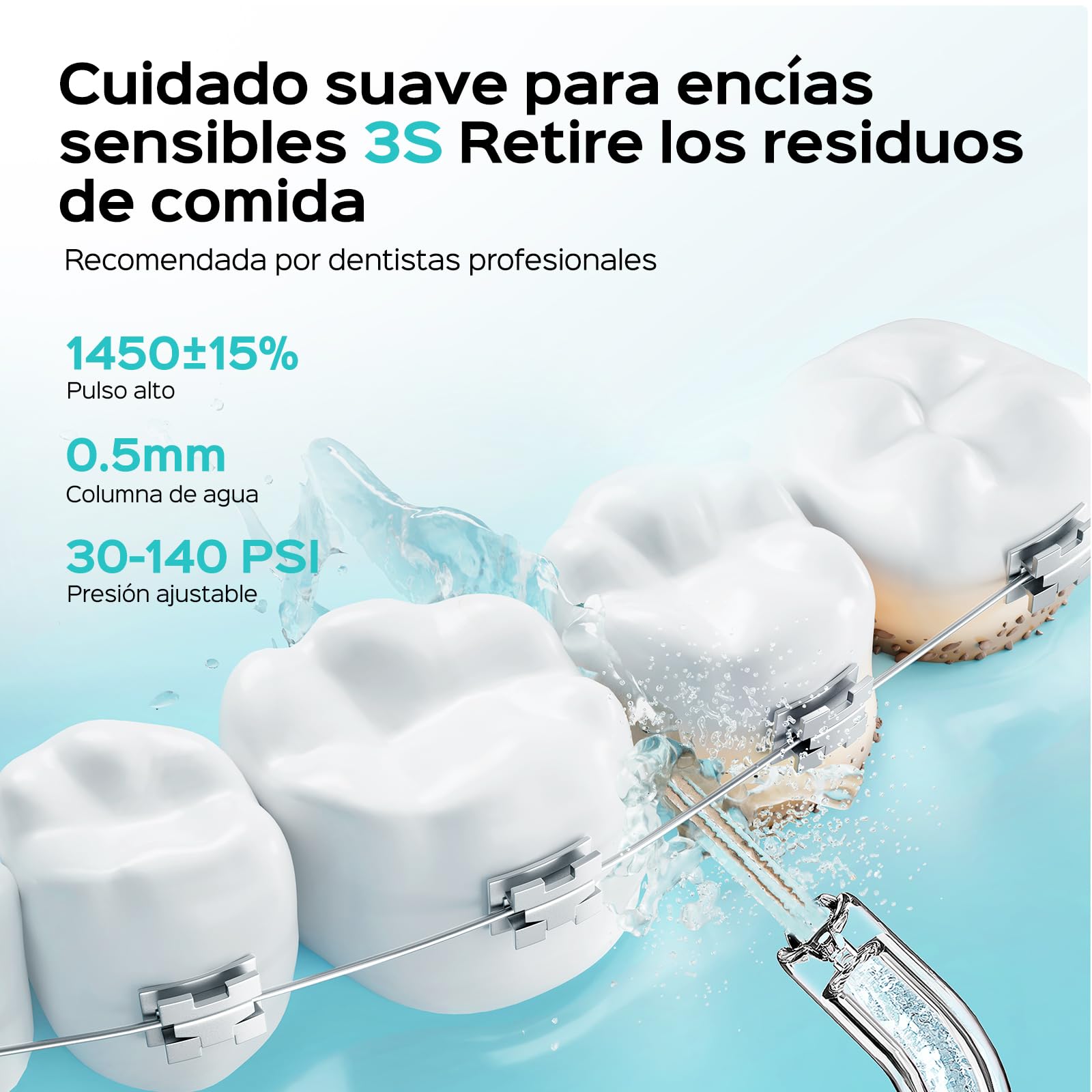 COSLUS T40 Irrigador Dental Portatil Bucal Mini: Diseño Compacto e Inalámbrico, 4 Modos, Depósito Extraíble, IPX7 Impermeable para Ortodoncia, Dientes Sensibles, Uso en Movimiento,Blanco Brillante