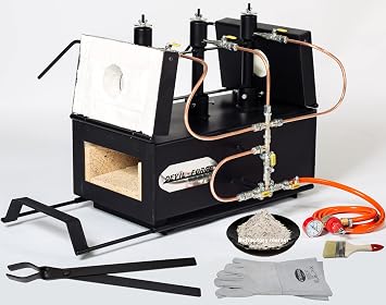 DEVIL-FORGE Gas Propane Forge DFPROFK3, 3 Burners DFC 540.000 BTU use 1/2or3, Gas Ball Valve, 2 Doors, Tool rest, Gas saving system, Knife Making Blacksmith Farrier 2500F, Double insulation PREMIUM
