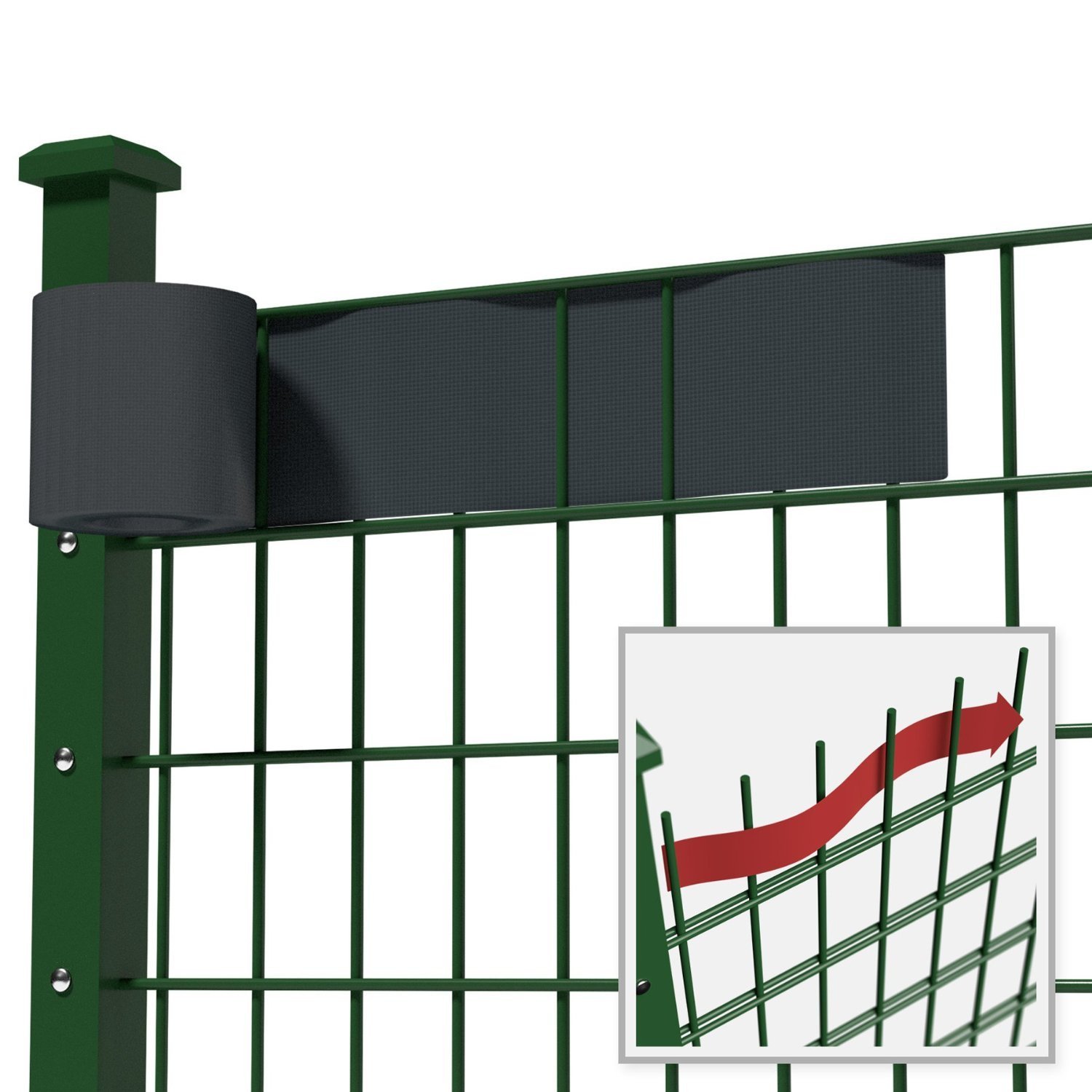 Naimorui PVC Sichtschutzfolie Sichtschutzstreifen Garten Sichtschutz Zaun Inkl. 20 x Befestigungsclips 450g/m² - Doppelstabmatten für Gartenzaun - (19cm*35m Anthrazit)