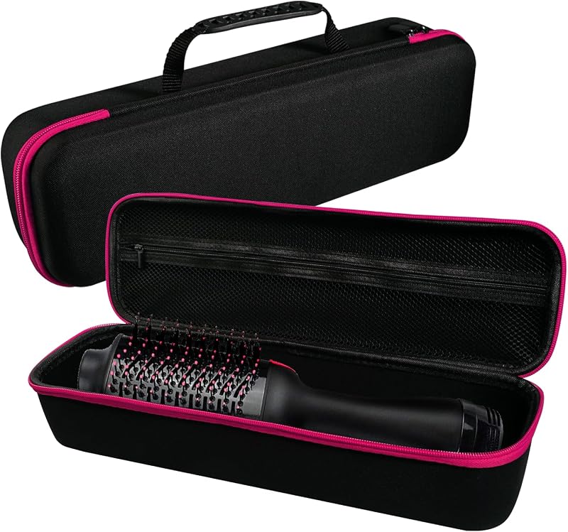 Carrying Case for Revlon Hair Dryer Brush Original 1.0/Plus 2.0 | Hard Shell Portable Travel Storage Bag Compatibility with All Brand Hot Tools Volumizer Hot Air Brush (Rose Red)