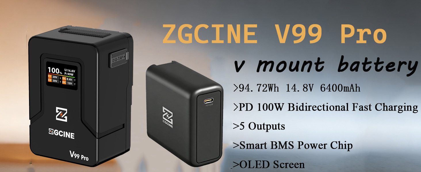 CAME-TV Mini 99 V Mount Batterie 99 Wh 6875 mAh 15 A Draw Rechargeable