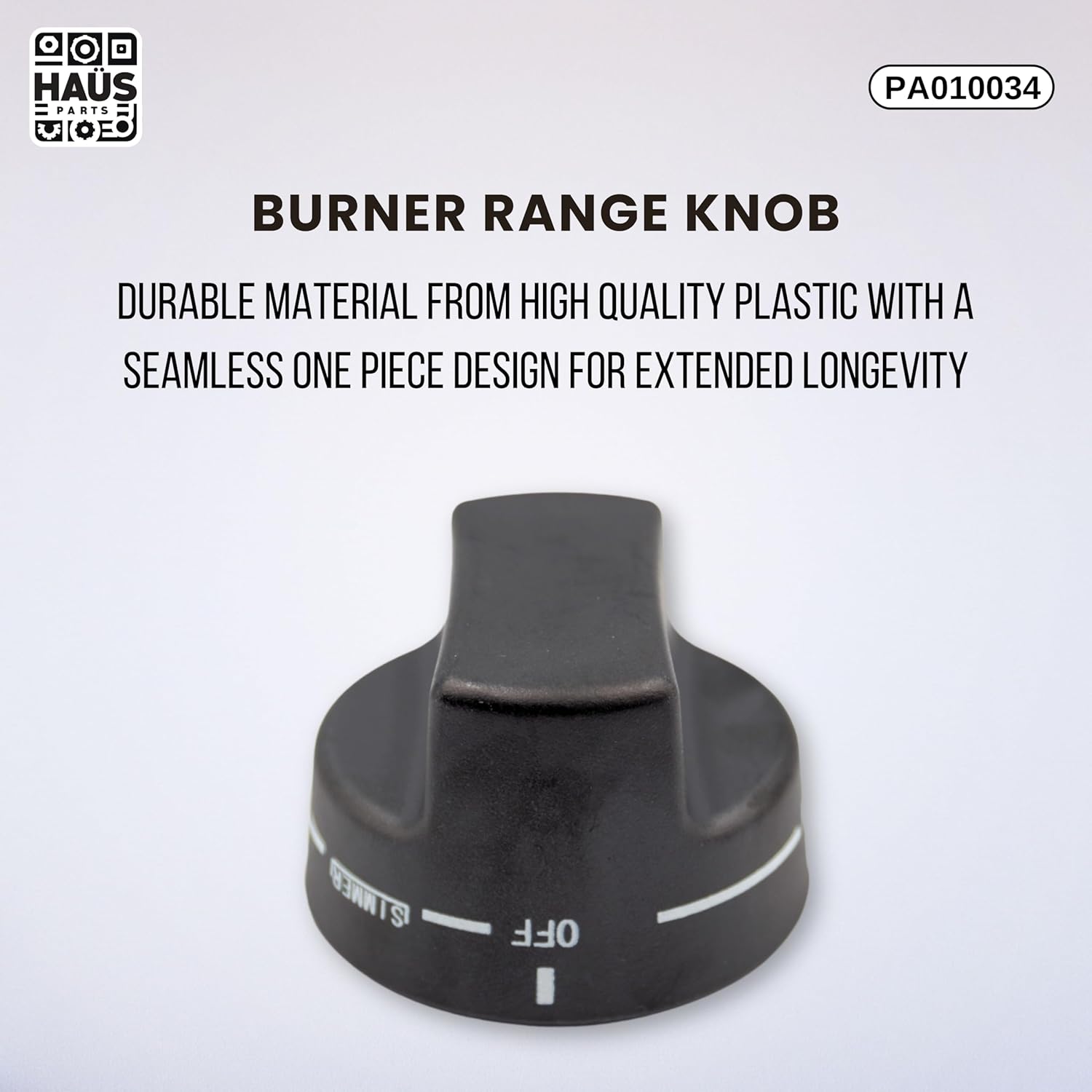 PA010034 (Black) Burner Range Knob (Plastic) Compatible with Top Brands Replaces with VGSC30, VGSS30, PA010034, VKNPA010034, VGIC485-6GSS, AP5315062, VKNPA010034, VGRC48 (4-Pack)