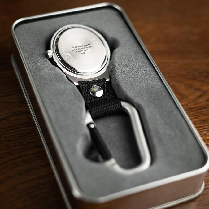 Dakota Personalized Outdoor Gear & Workwear for Men Engraved Backpacker Clip Watch, Customized Gifts for Dad, Husband, Boyfriend & Groomsmen Birthday & Fathers Day Gift Ideas