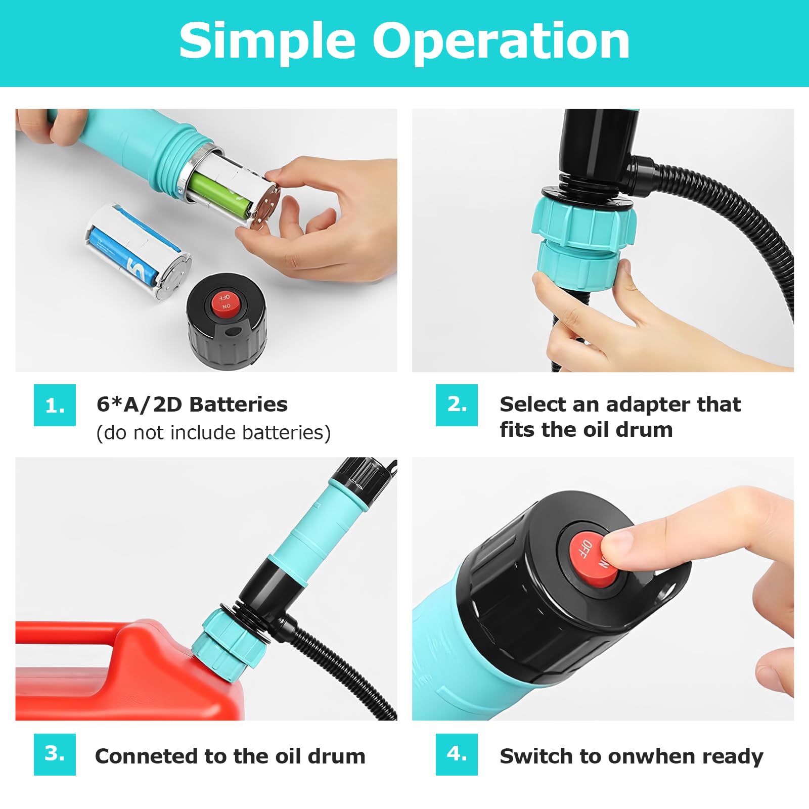 Pompe de Transfert de Liquide Portable Pompe Electrique - Pompe à Bidon Électrique Portative à Siphon - Pompe à Eau 2,4 gal/min - Utilisable dans le Garage, les Aquariums, à la Maison