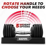 Keppi Adjustable Dumbbells Set-25lb Pair Dumbbells with Anti-Slip Metal Handle for Exercise & Fitness Fast Adjust Weight for Full Body Workout Fitness