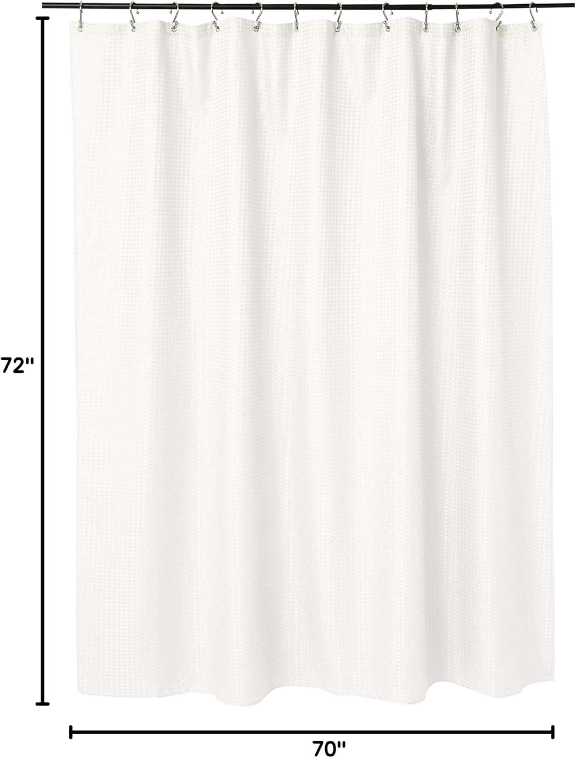 Dainty Home Spa Luxury Textured Hotel Collection Waffle Weave Honeycomb Fabric Shower Curtain 70" x 72" in White (EXPAHCWH)
