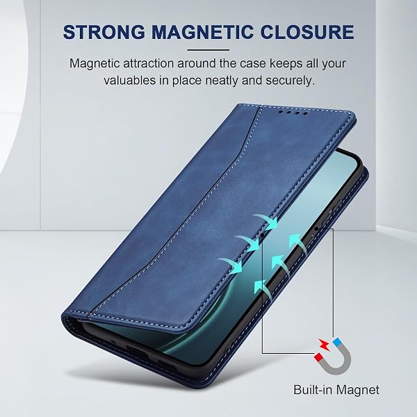 Jasonyu Funda para OPPO Reno14 /14 F/FS 5G,Cuero PU Carcasa,Tipo Libro Flip Case con Tarjetas y Cartera,Soporte Plegable,Cierre magnético,Capa (Azul) - 3