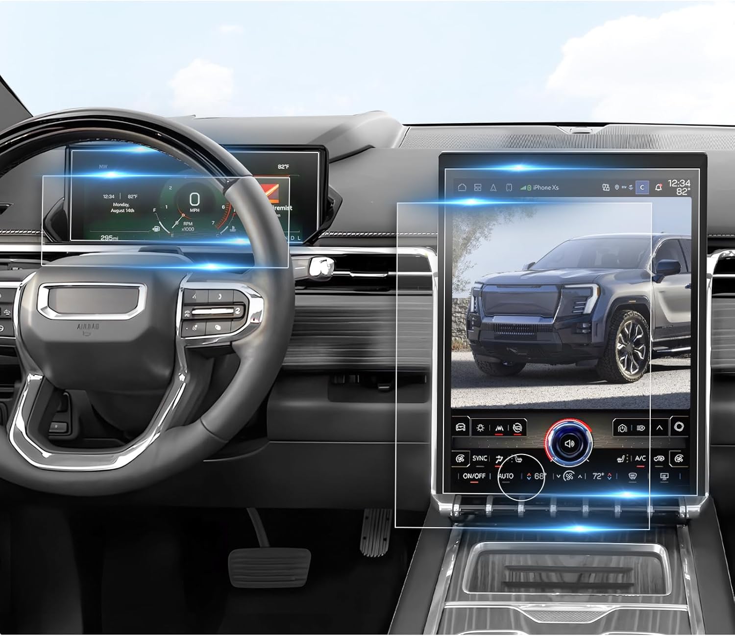 BIBIBO 4Pcs for 2025 2026 GMC Sierra EV Screen Protector 2024 2025 2026 GMC Sierra EV 16.8" Navi&11" Dash [Anti Glare& Scratch Ultra-Clear] 2024-2026 GMC Sierra EV Accessories