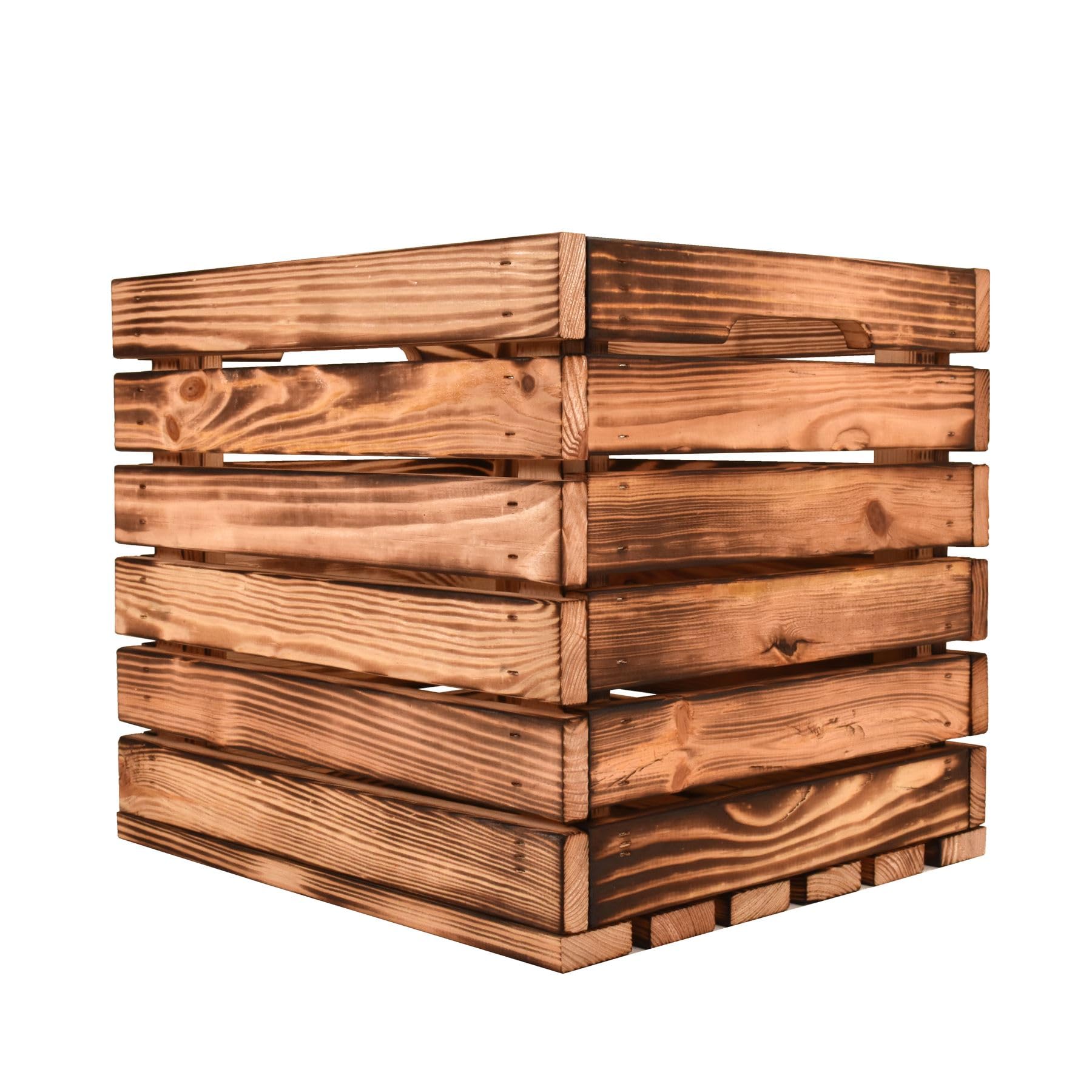 SNOWDON Timber, Flamed Wooden Storage Crate, 2 Pack, (L) 37.5cm (W) 33cm (H) 32.5cm, Home and Interior Strorage