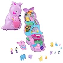 Polly Pocket – Borsetta Canguro di Mama e Joey, cofanetto playset 2 in 1 con 2 micro bambole e accessori, ideale come giocattolo da viaggio, giocattolo per bambini 4+ anni, HKV50