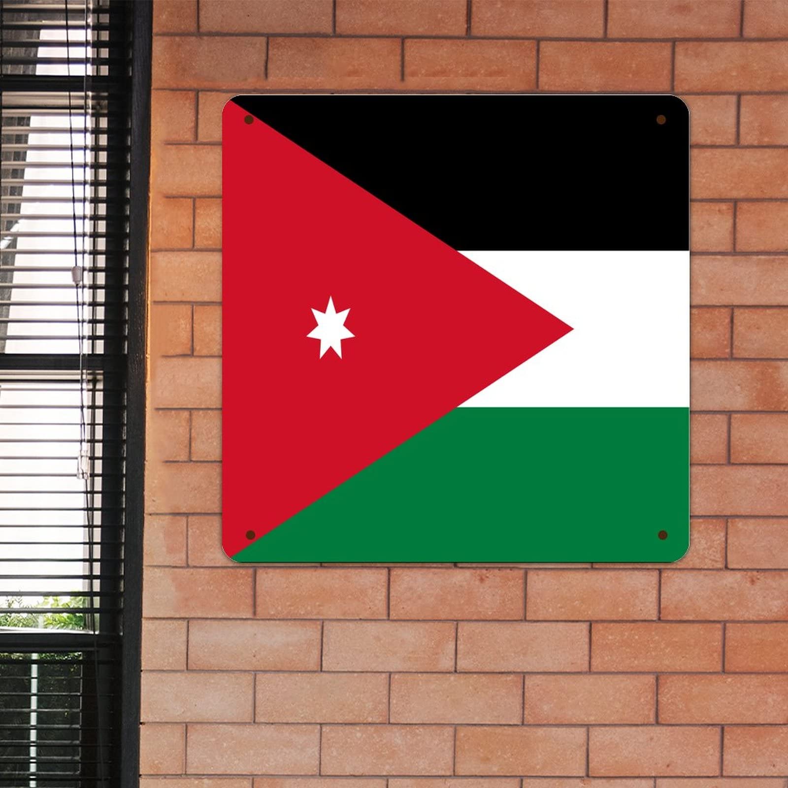 Marokko Vlag Metalen Teken Muur Art Marokko Land Souvenir Gift Retro Straat Opknoping Teken Nationale Vlag Ronde Welkom Teken Kwaliteit Metalen Teken voor Veranda Keuken Slaapkamer 9x9 inch