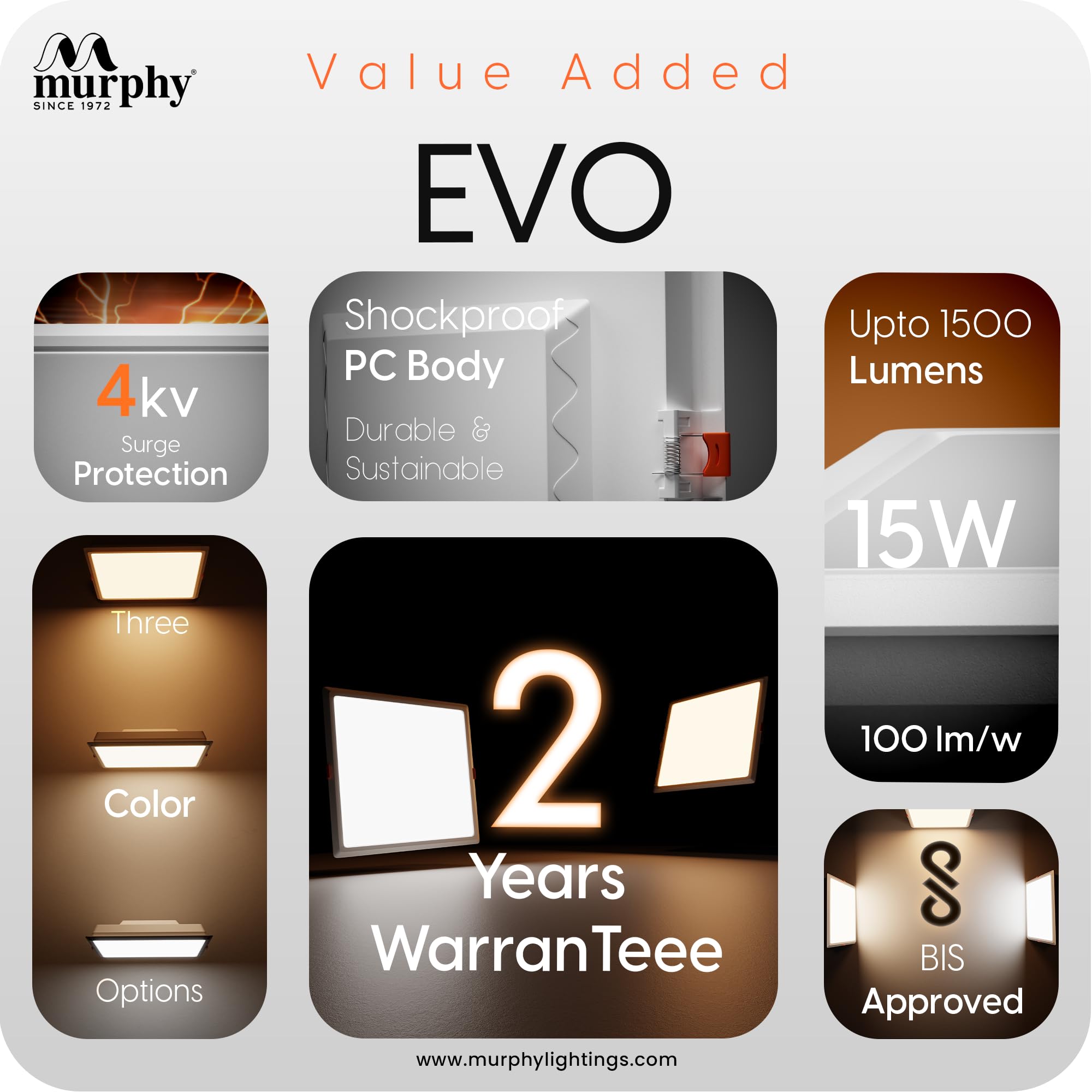 Murphy EVO LED Recessed Panel Light - 3 Color Switchable -3 Murphy EVO LED Recessed Panel Light - 3 Color Switchable -3