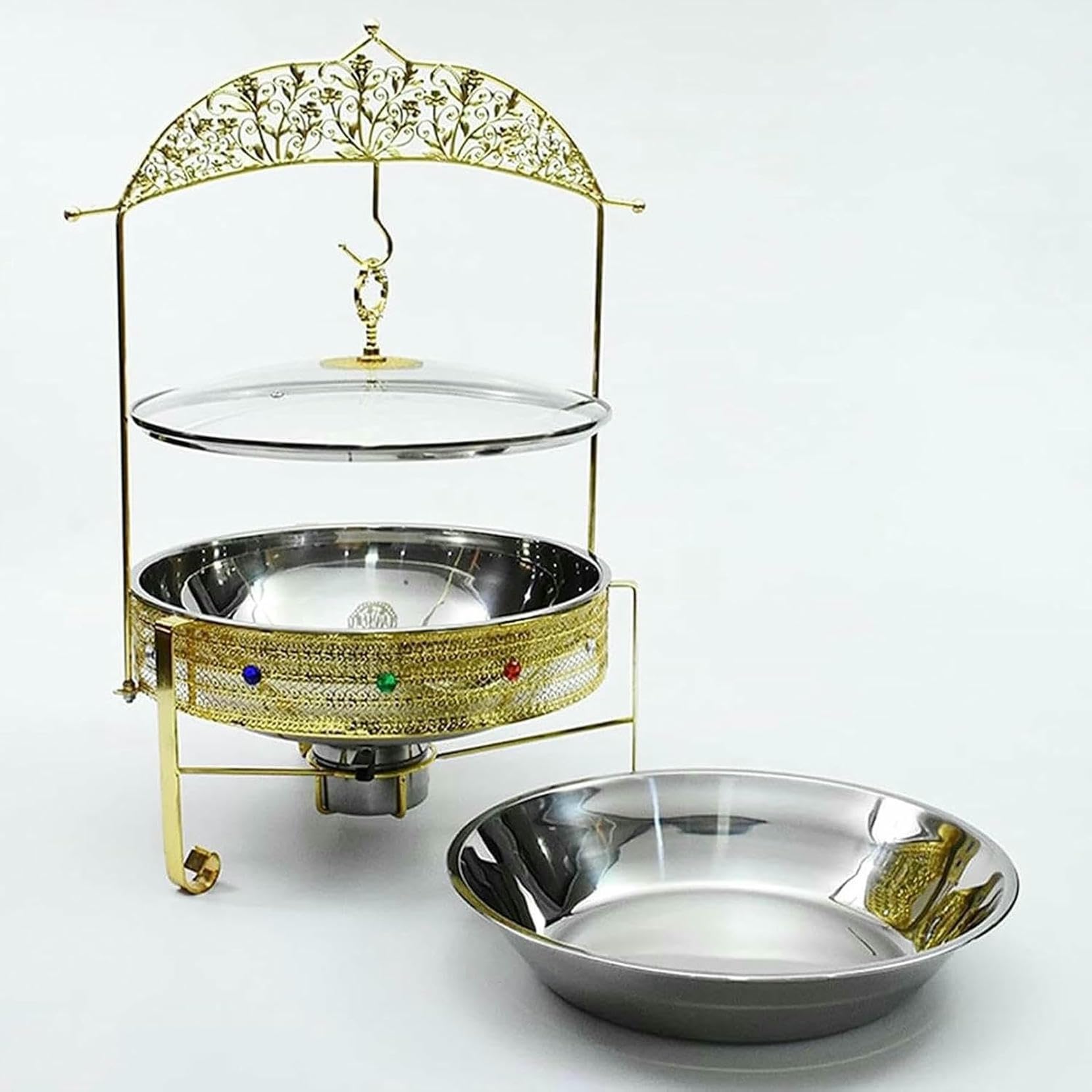 Servidor De Buffet Elettrico De Acero Inoxidable Con Placas Calefactoras. Servitori E Riscaldatori A Buffet. Giogo De Ollas Calientes Per Buffet, Ollas Calientes In Acciaio Inoxidabile Con Tapa
