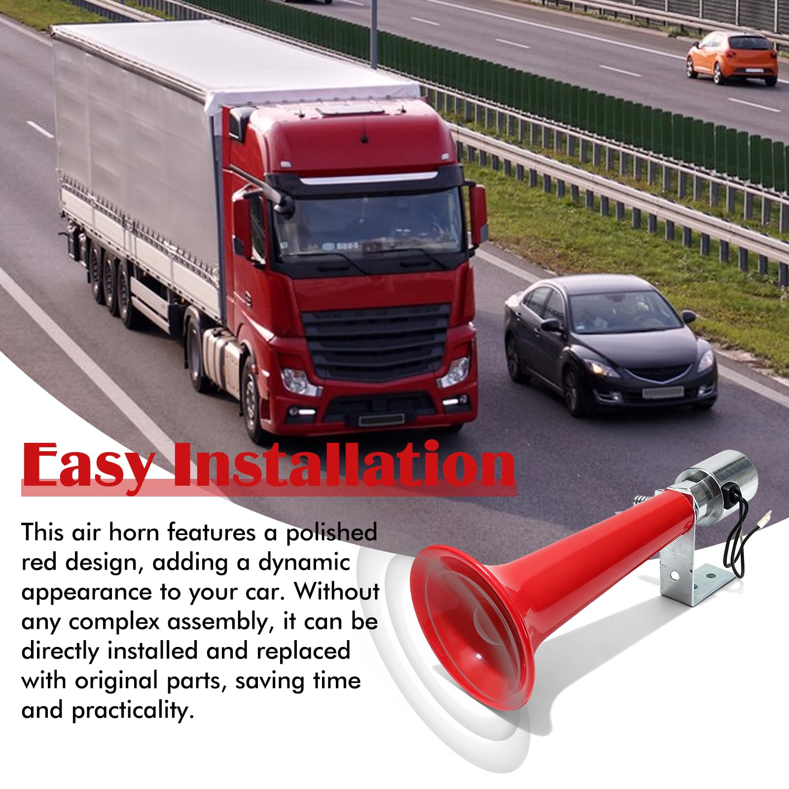 Tromba ad aria, clacson per camion 12V-24V 110DB, trombe ad aria, fischietto turco universale, super rumorosa Air Horn, clacson tromba ad aria, tromba singola, tromba ad aria compressa per auto