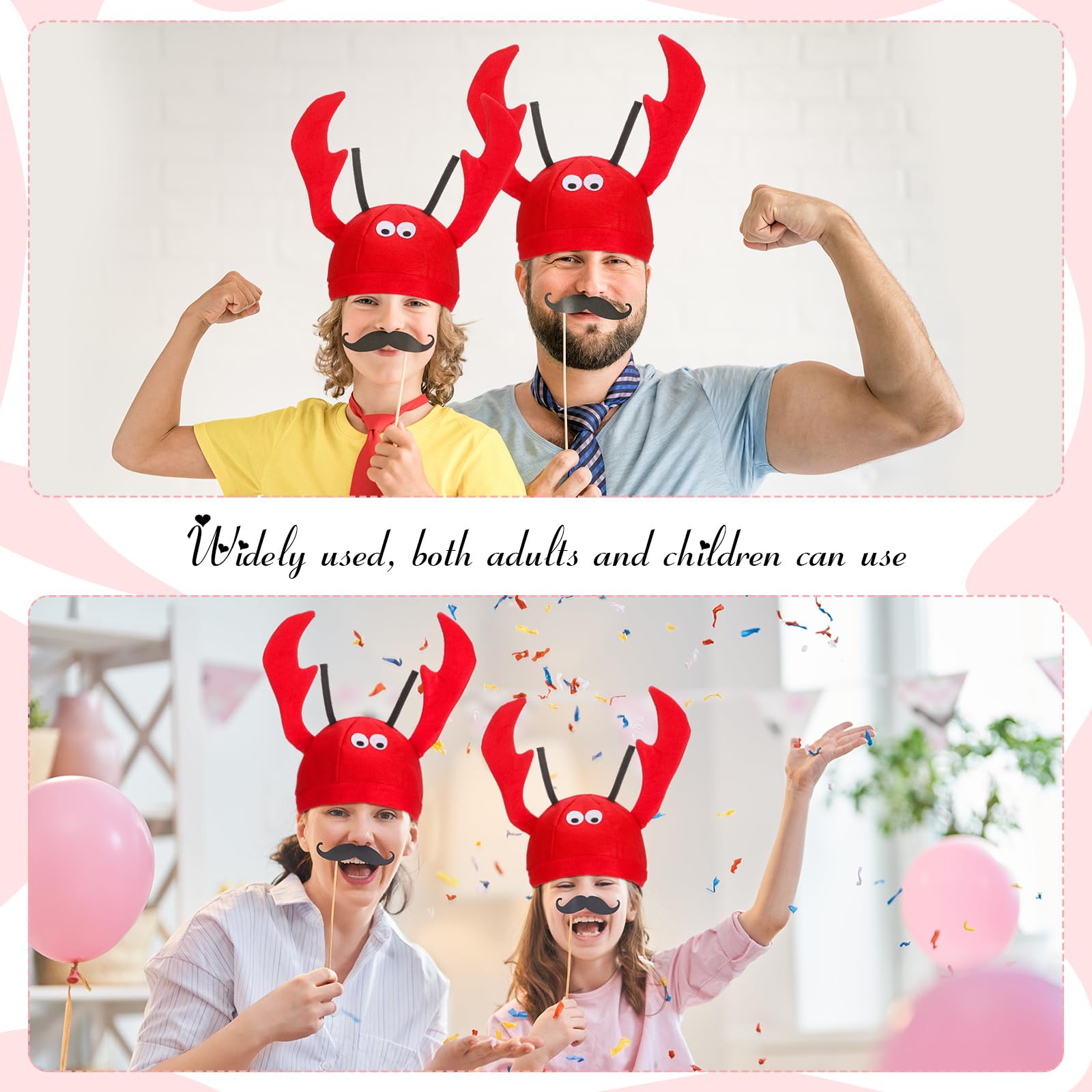 SATINIOR Lobster Hat Adjustable Red Costume Fancy Hats Funny Hats with Bow Tie for Adults Women Men Halloween Easter Christmas Party Decorations Costume Accessories - Image 4