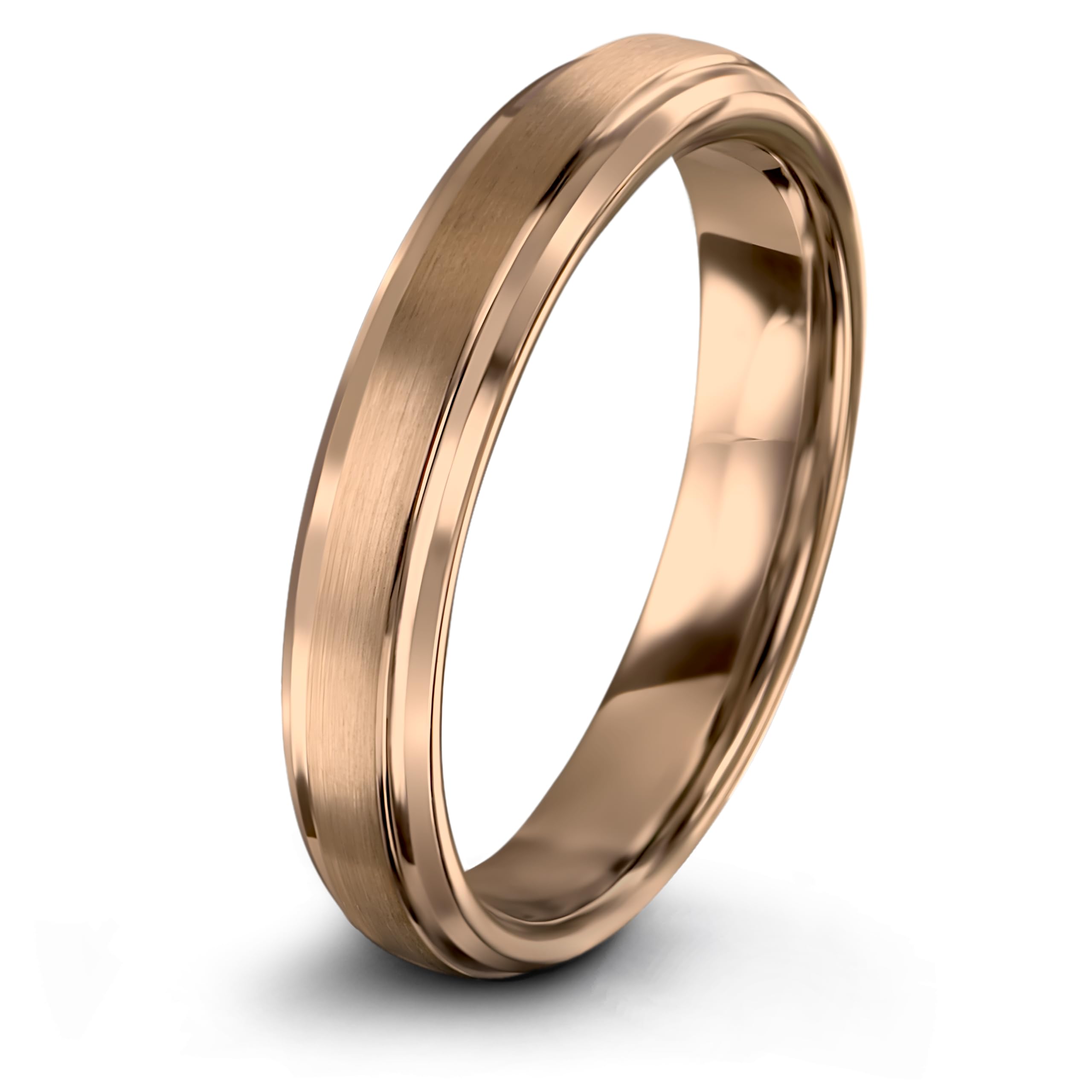 Tungsten Wedding Band Ring 4mm Black Beveled Edge Brushed