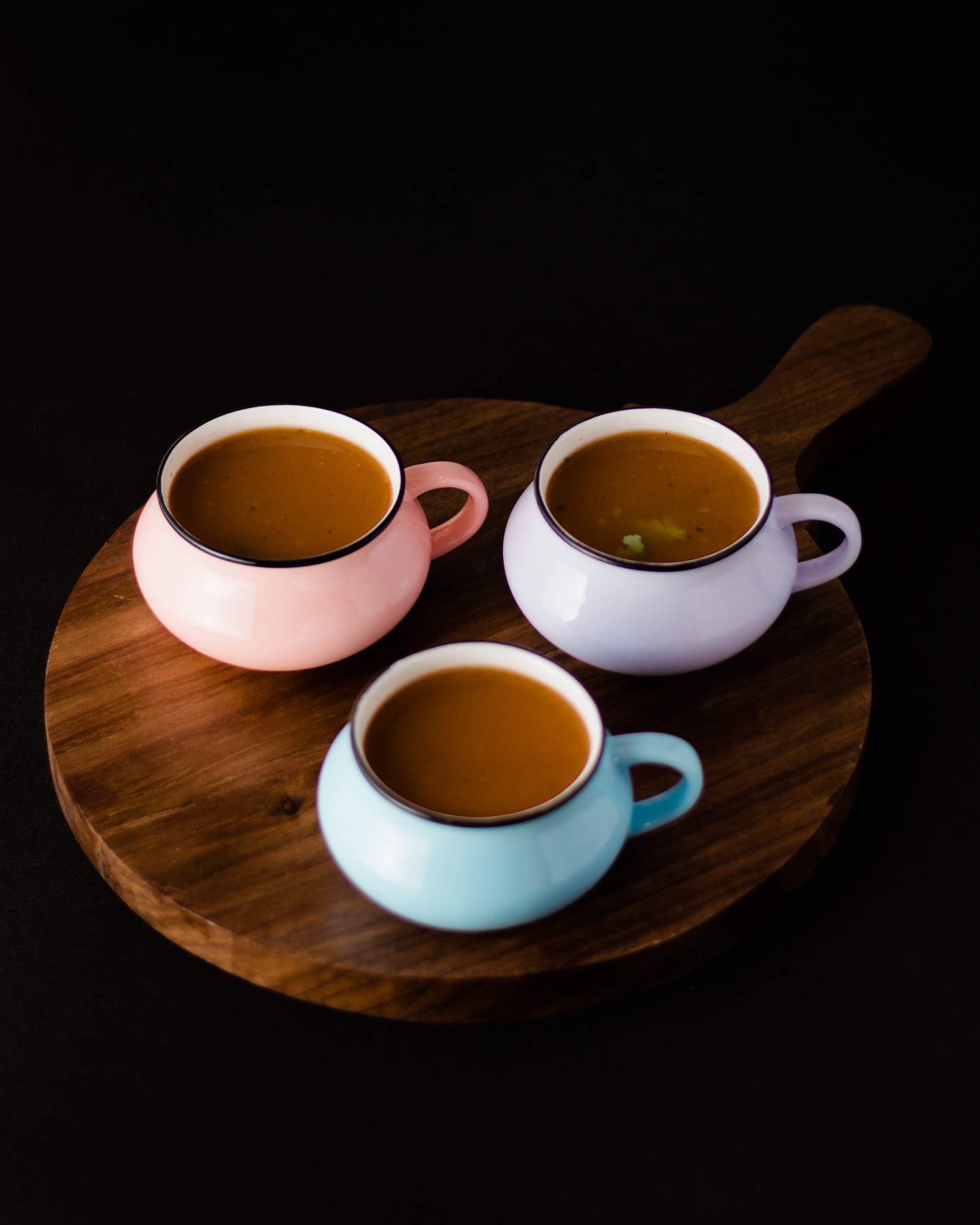 E-EZRA Set of 6 Soup Bowl with Spoon Set (6+6) Multicolor Soup Cup Bone China 2