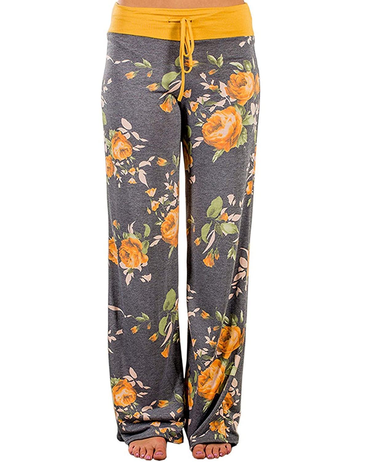 NEWCOSPLAY Women's Comfy Pajama Drawstring Wide Leg Pants