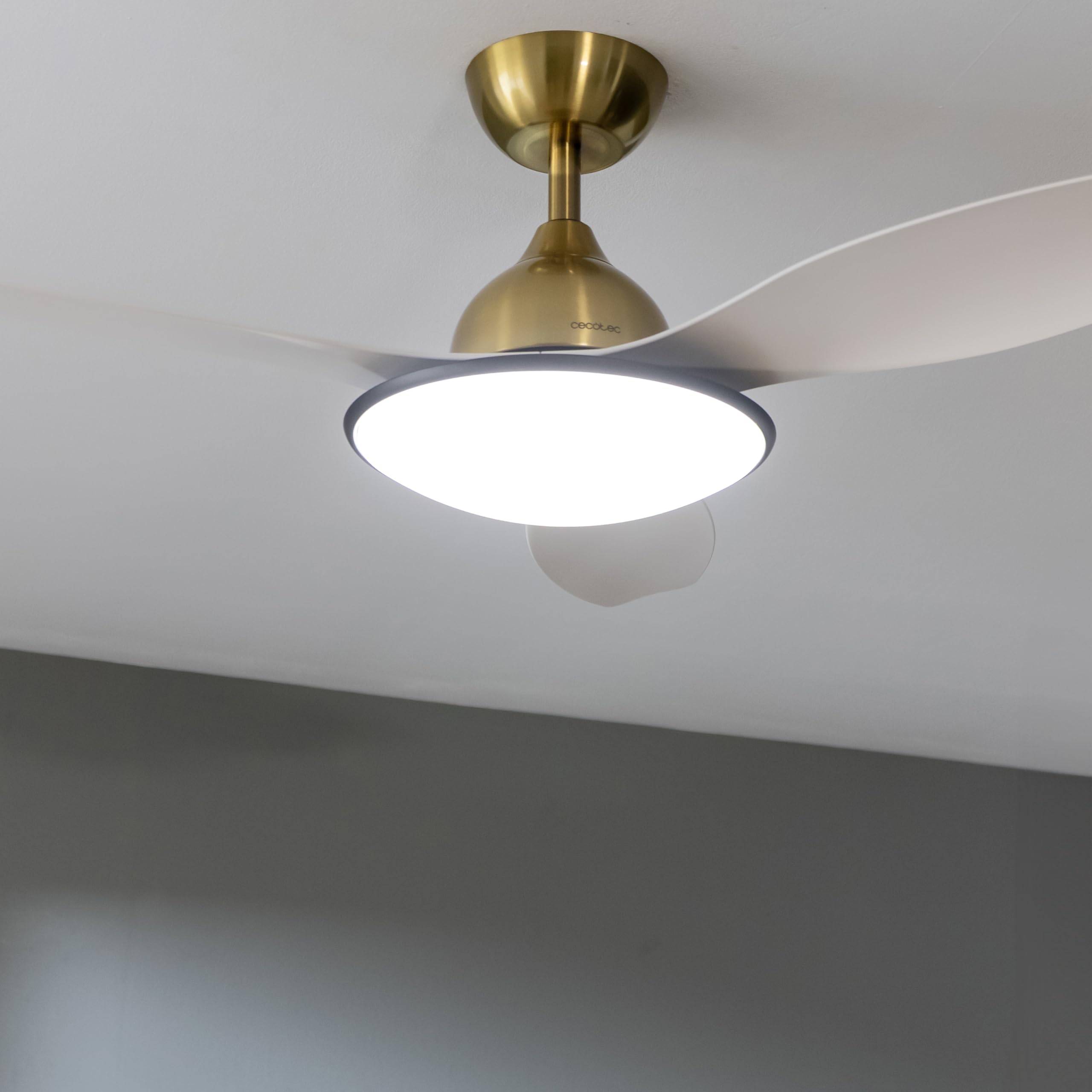 Cecotec Ventilatore da Soffitto con Luce EnergySilence 4800 Light GoldWhite. 35 W, Diametro 121 cm, Lampada a LED, Telecomando, Timer Fino a 8 Ore, 6 Velocità, 3 Pale, Estate/Inverno,