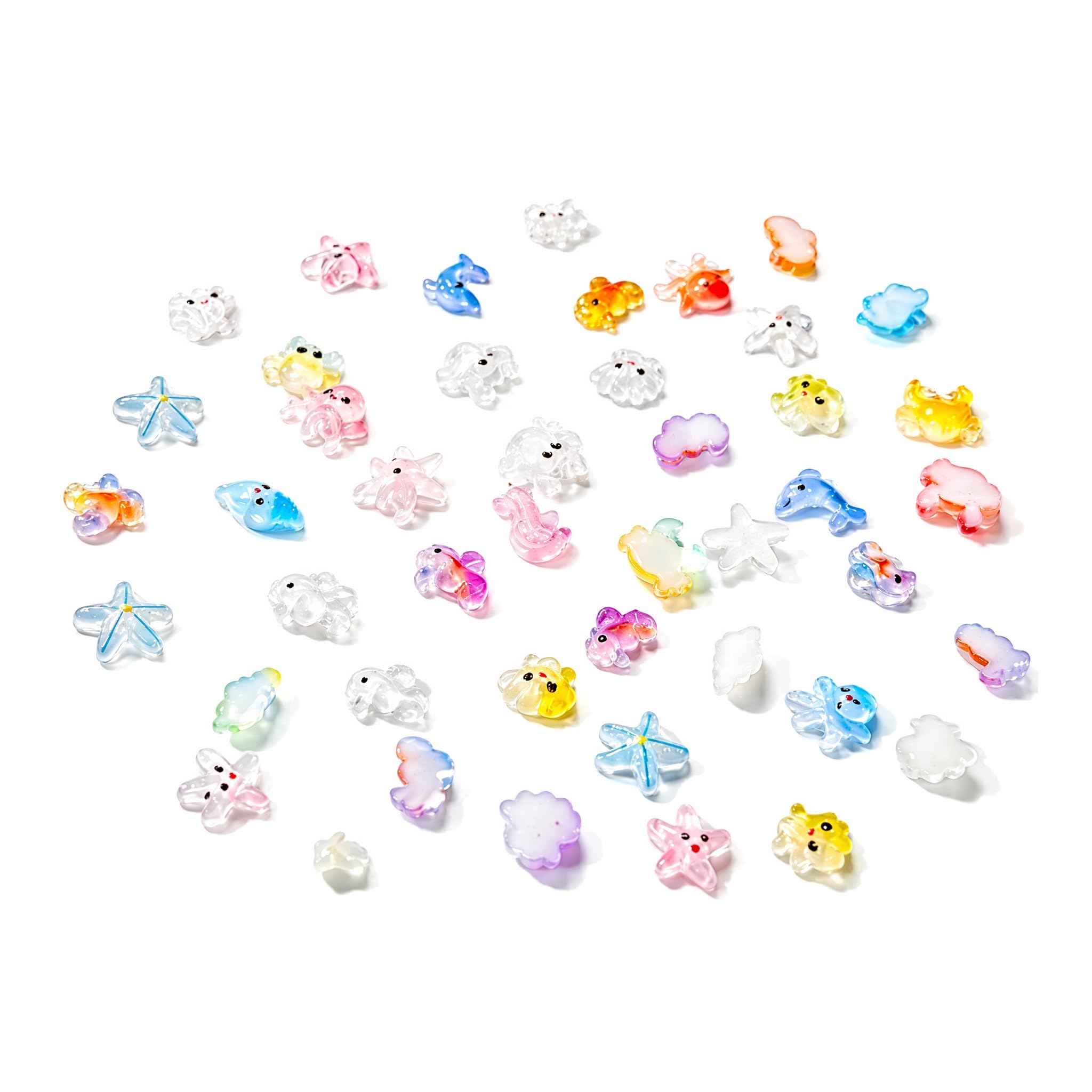 QIANSSE Mini Resin Sea Animals Figurines 100Pcs