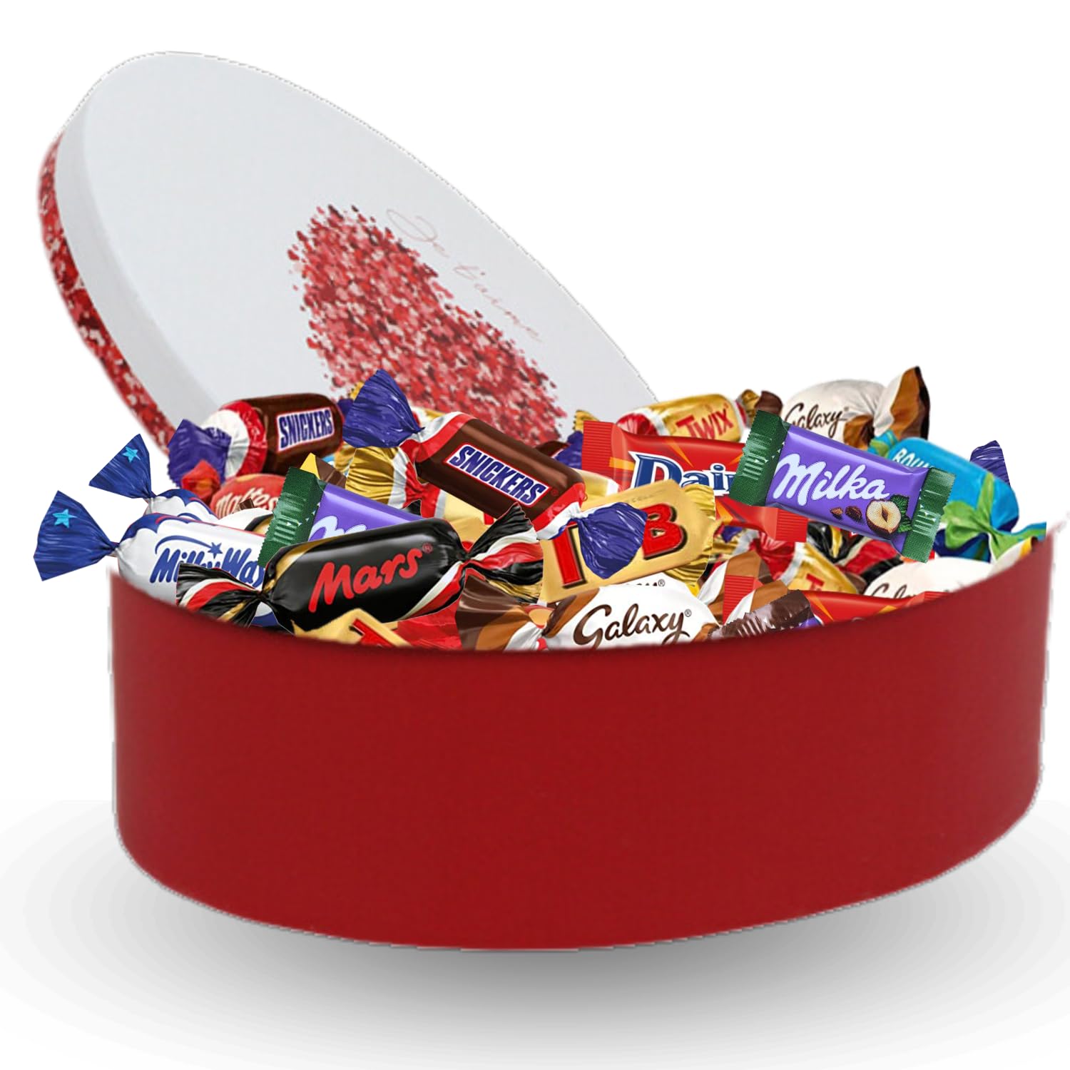 Coffret Gourmand et son assortiment de 60 chocolats Célébrations, Daim, Milka, Toblerone | Boîte "Je t’aime" Prête à Offrir pour la fête des Mères, la St Valentin, un anniversaire