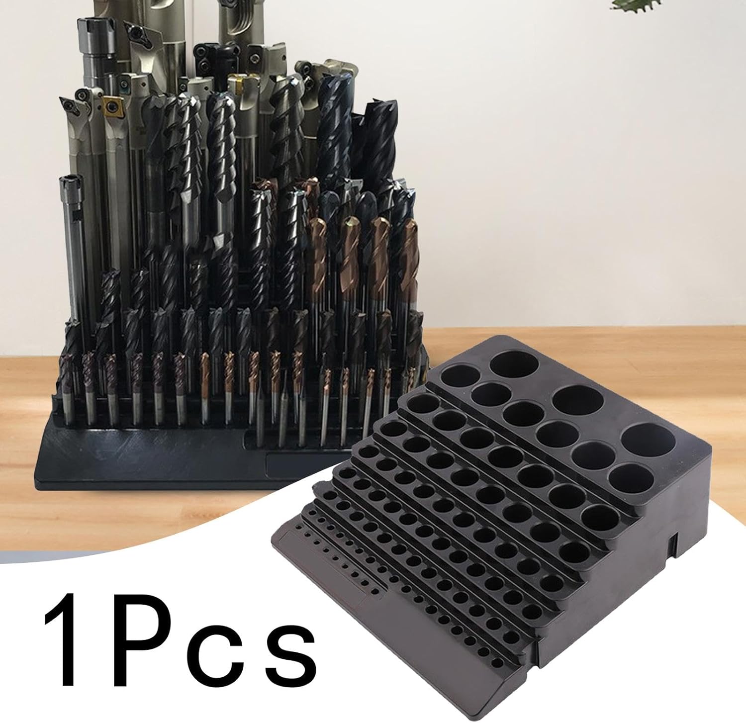 Hex Bit Organizer Router Bit Tray Plastic Storage Case Round with 85 Holes for Drill Bit Router Bits Storage