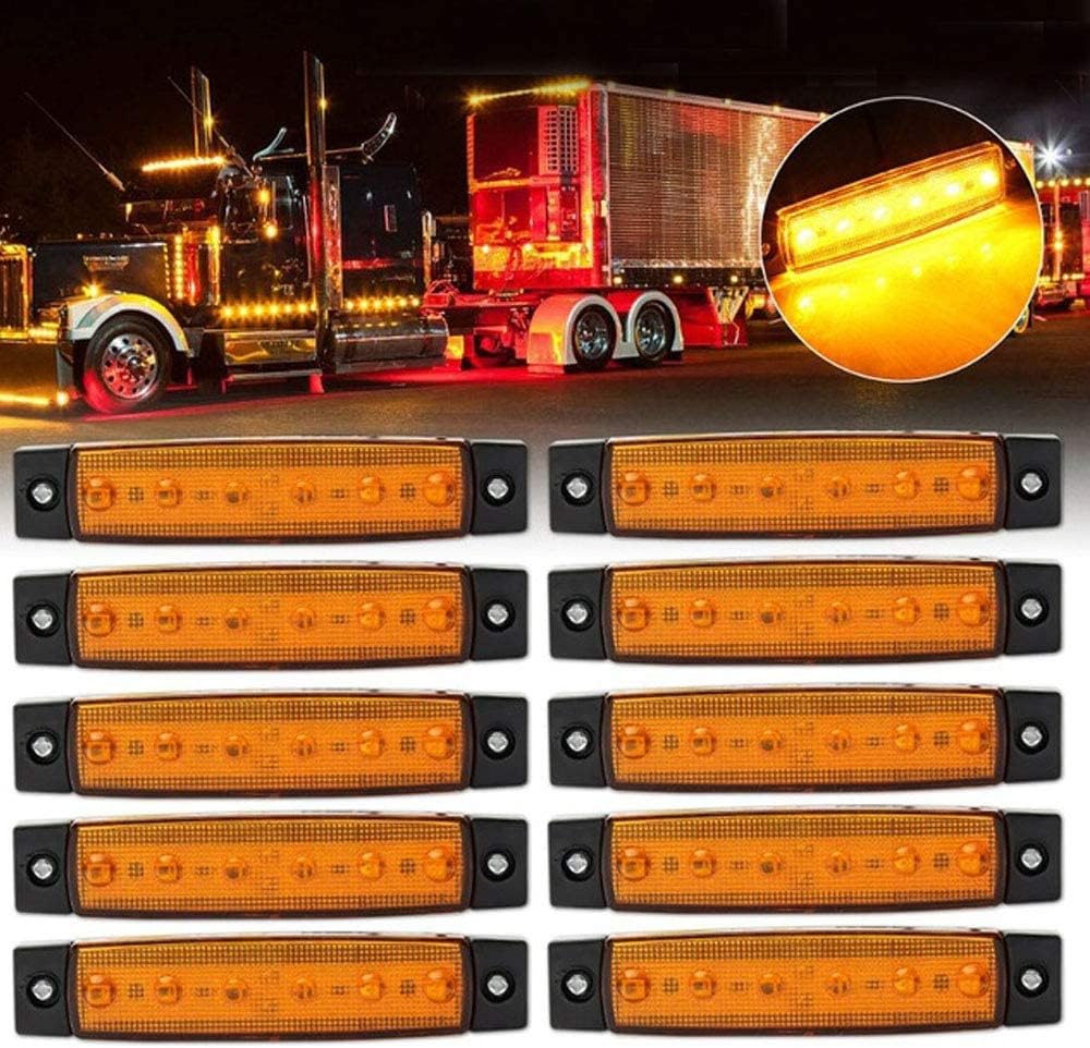 Eaglerich 10pcs 24v 3.8" 6 LED yellow Side Marker Lights