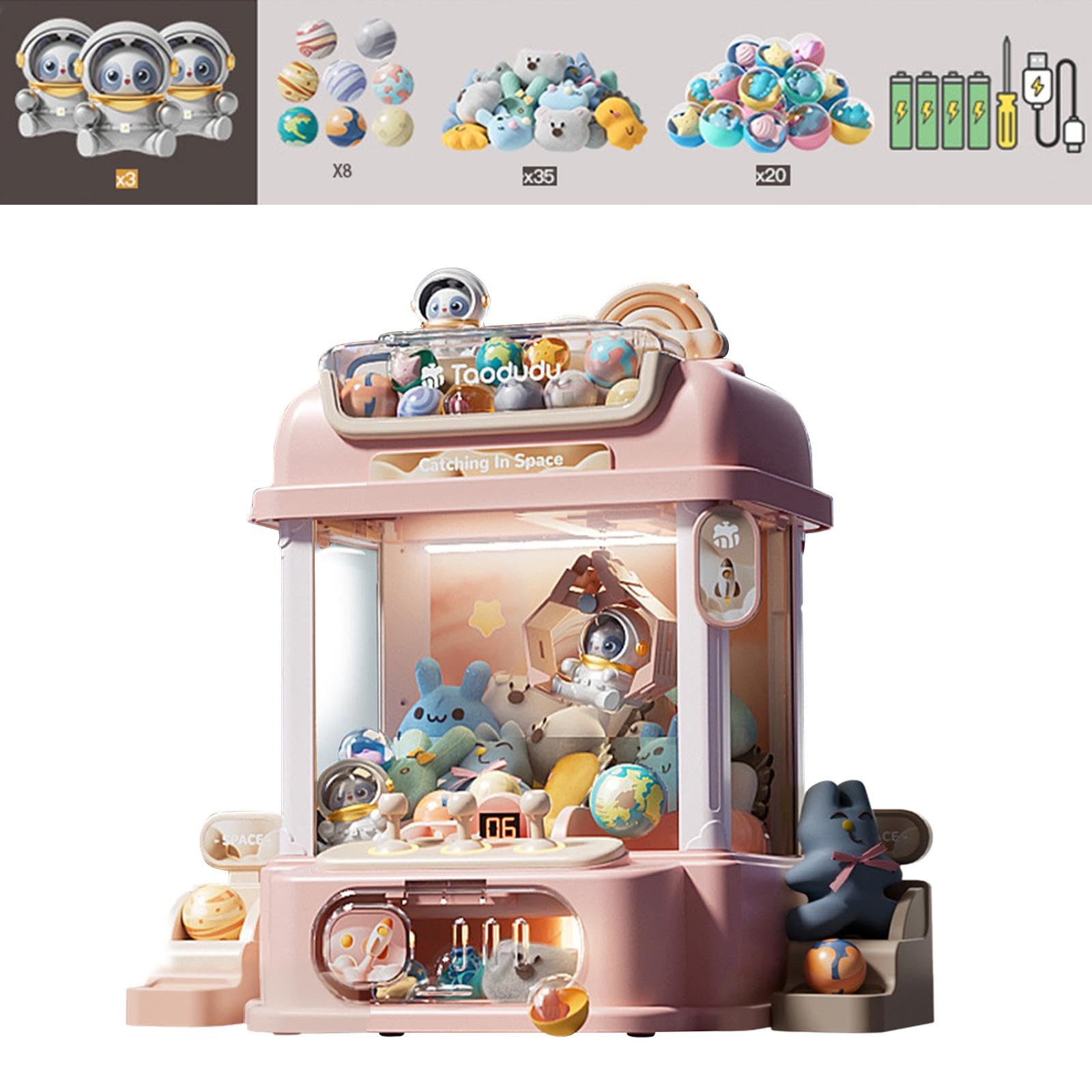 Mini Greifautomat, Elektronisches Arcade Spiel, Kleine Kapselspielzeuge mit Plüschpuppen, Mini Greifautomat für Kinder, für Mädchen Und Jungen, Stil F